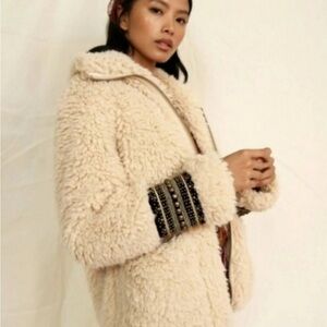 free people x angelina embellished sherpa coat